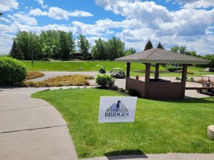 Bridges to Learning sign greets the golfers at the 2022 Charity Golf Tournament. The Wilds Golf Course Minnesota.