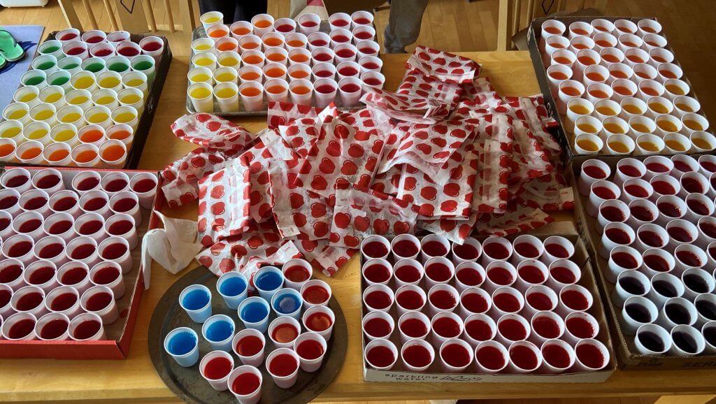 Bridges to Learning 3rd Annual Charity Tournament at The Wilds Golf Club, Prior Lake Minnesota. Jello shots and Egg rolls treats ready for the golfers.