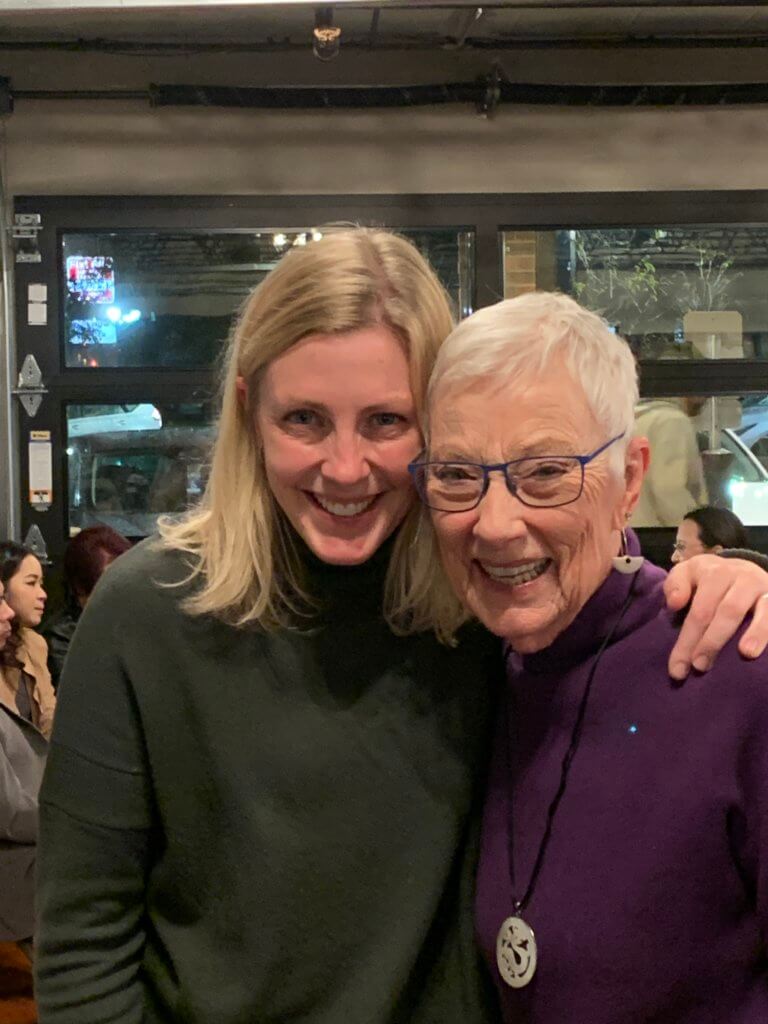 Bridges to Learning founder, Jerri Hirsch, with South Lyndale Liquors owner and long-time B2L supporter Kate Campo at 2023 Wine Tasting.